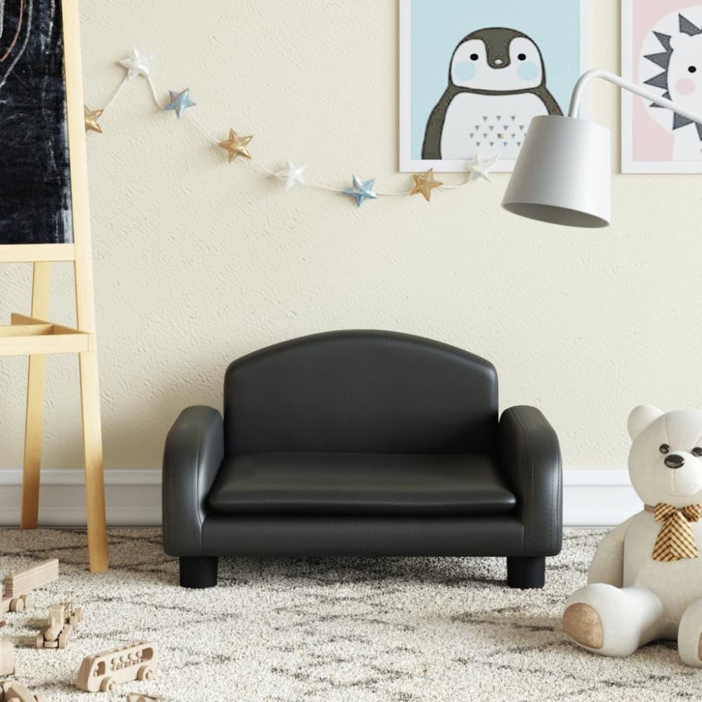 vidaXL Kindersofa Schwarz 50x40x30 cm Kunstleder 3196374 Bild 1