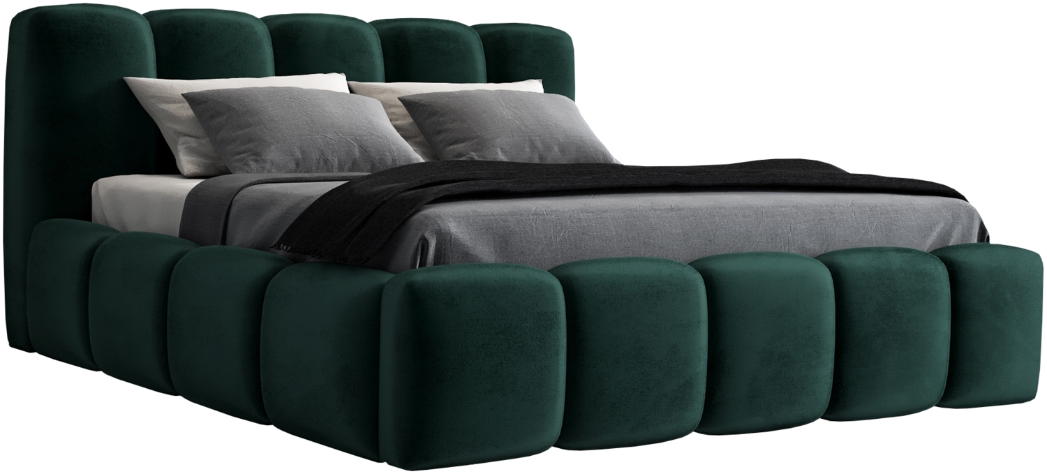 A&J MöbelLand 'Sonic' Polsterbett, Polyester, Dunkelgrün, 180 x 200, mit Matratze, mit Lattenrost, mit Bettkasten Bild 1