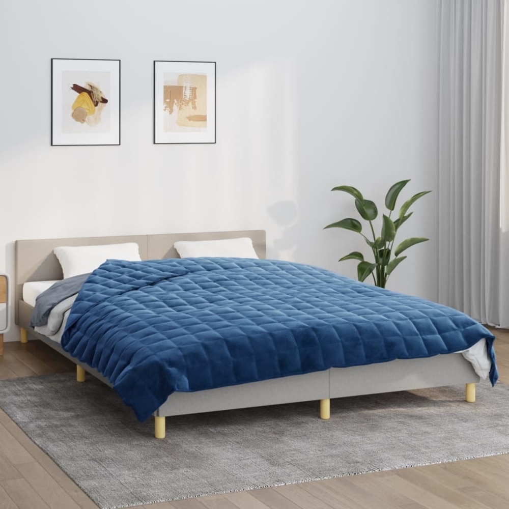 vidaXL Gewichtsdecke Stoff, 1x Gewichtsdecke, Blau, 220x235 cm, Stoff, 11 kg Bild 1