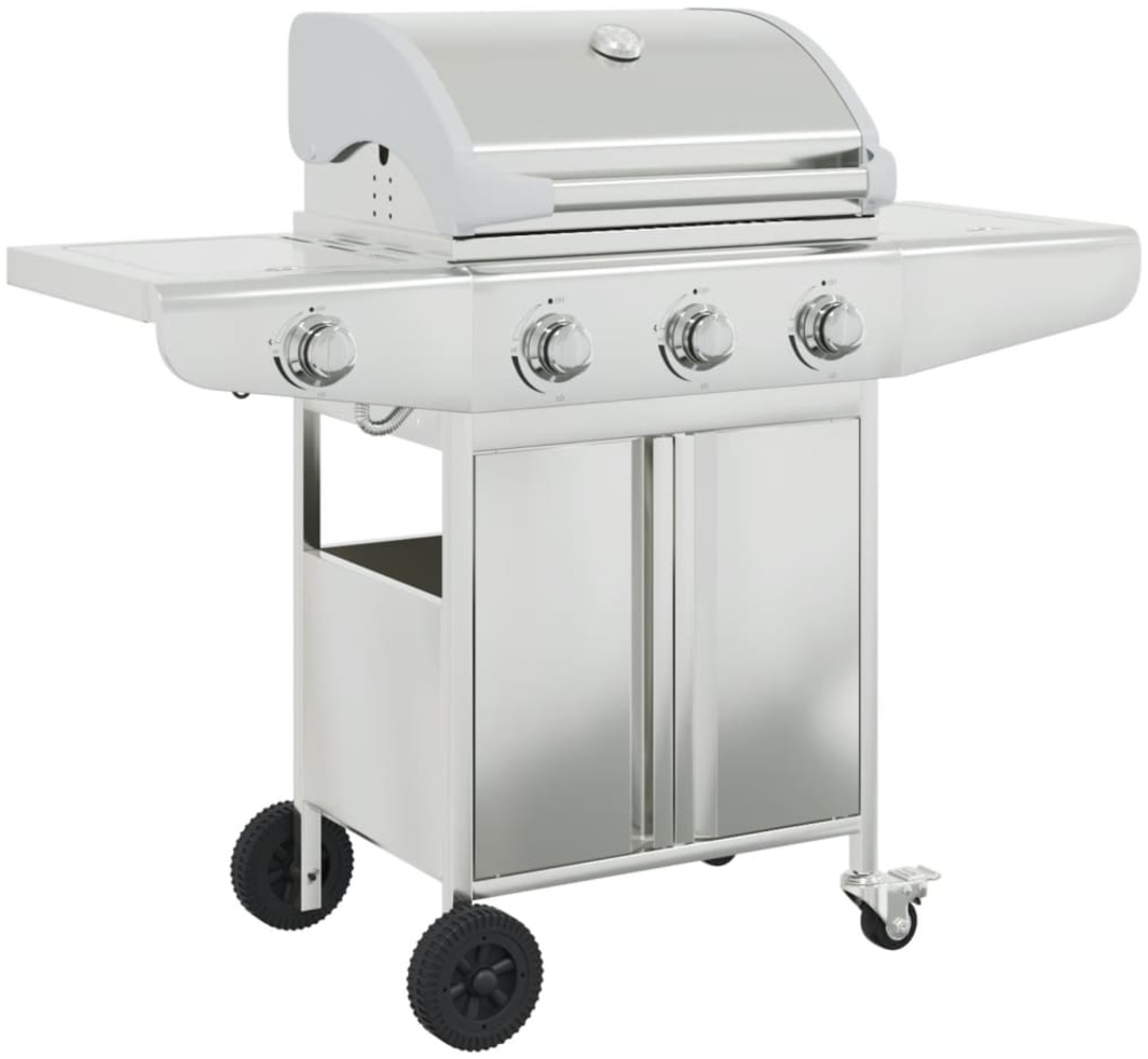 vidaXL Gasgrill, mit 4 Flammen, Edelstahl Silbern, 126,5 x 54 x 109 cm Bild 1