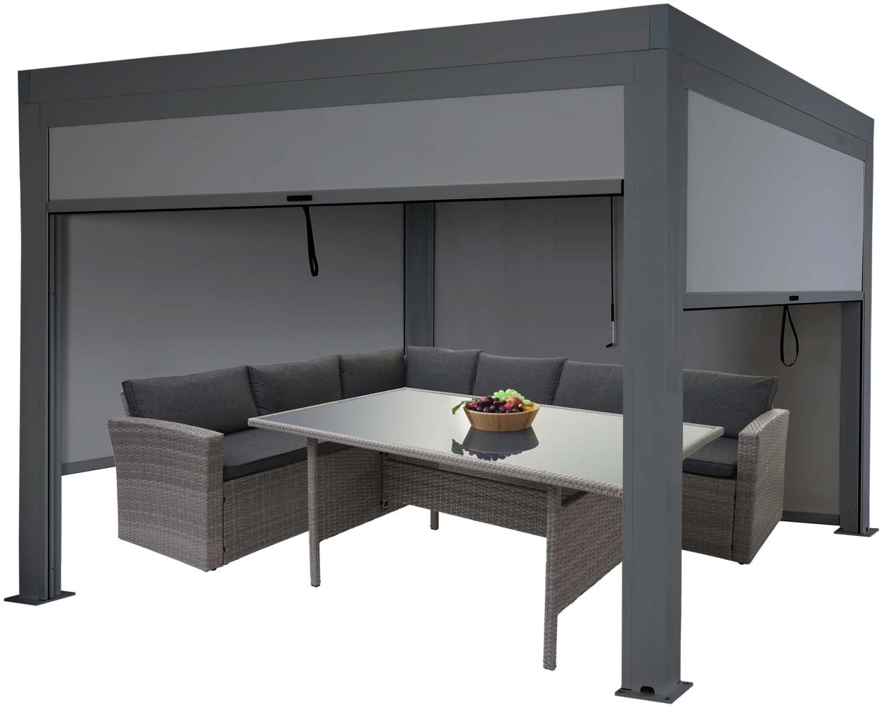 Mendler 'HWC-L46' Pergola, Regenrinne sturmfest, Aluminium anthrazit, 3x3 m Bild 1