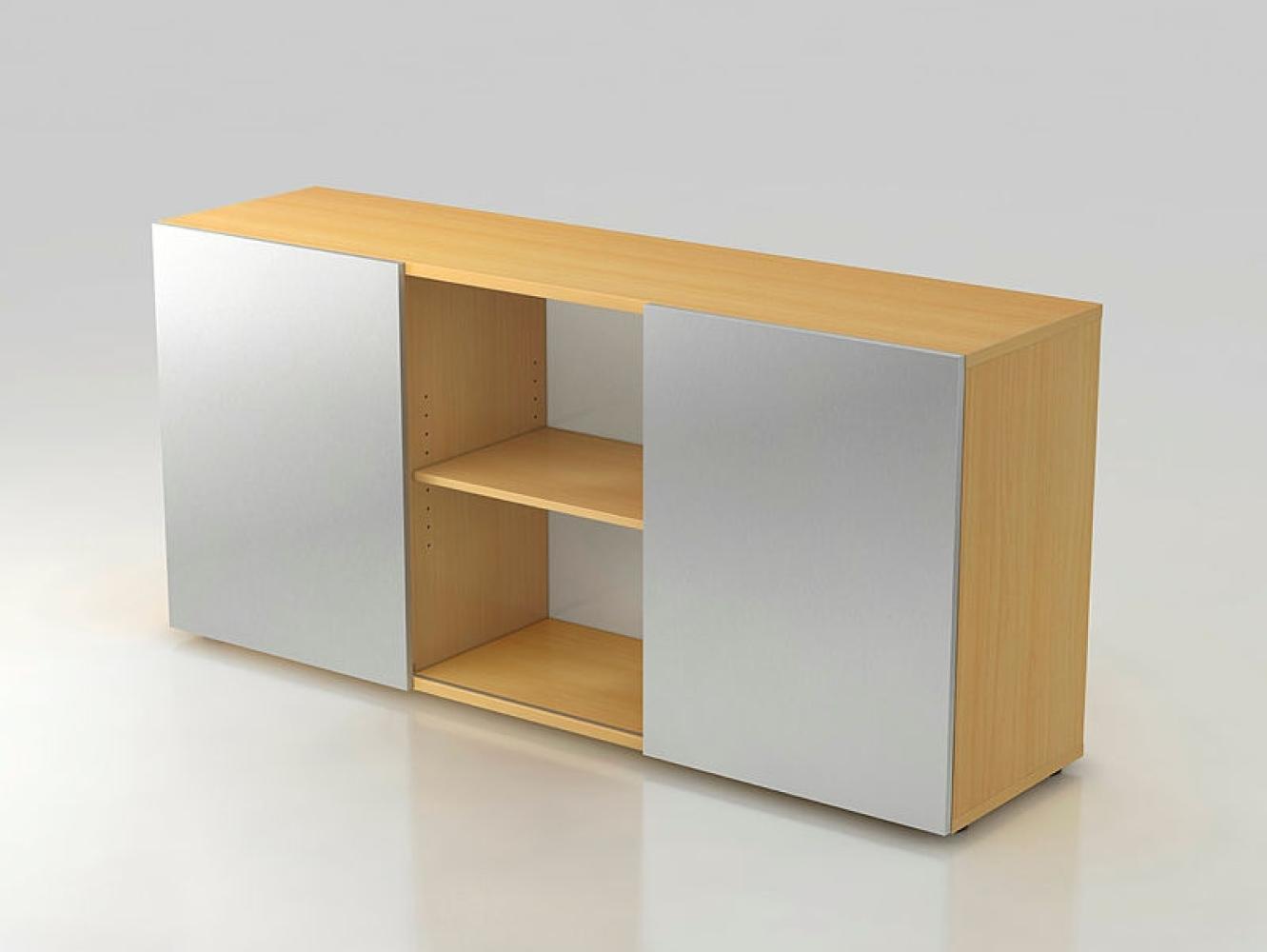 Hammerbacher Sideboard, 2 Ordnerhöhen, mit Schiebetüren, grau/silber Bild 1