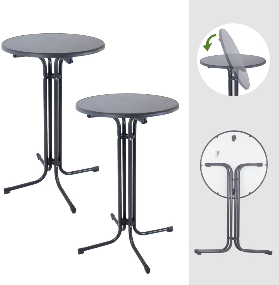 2x Stehtisch klappbar Ø 70 cm Höhe 110 cm Stahl Gastrotisch Partytisch Bistrotisch in Anthrazit Bild 1