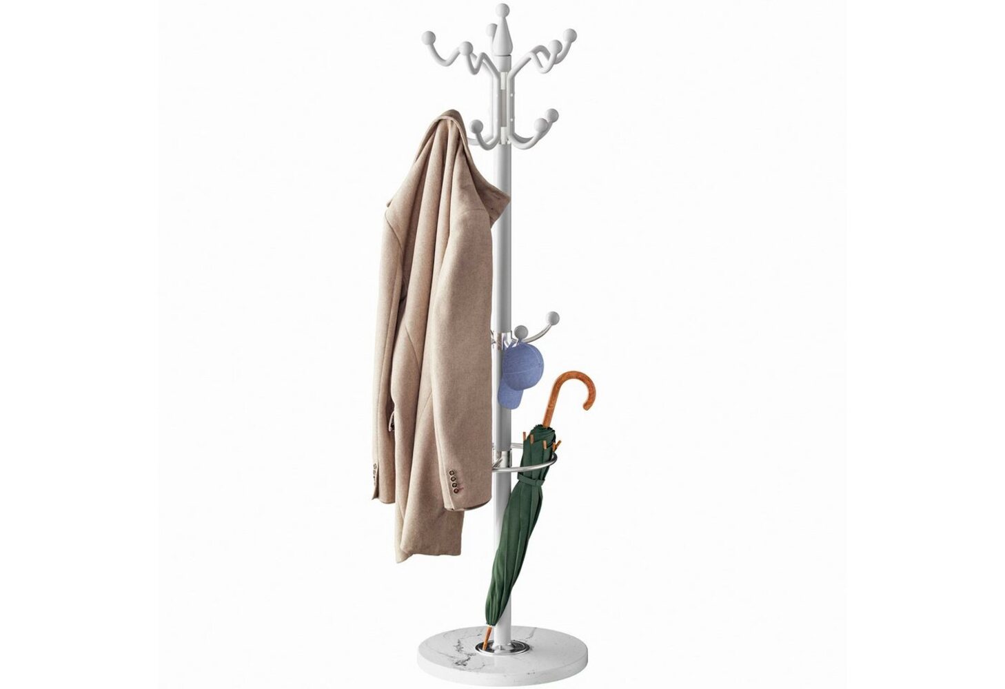 Casaria Kleiderständer, Marmorsockel Metall 14 Haken 360° Drehbar Stabil Modern 37x37x175cm Bild 1