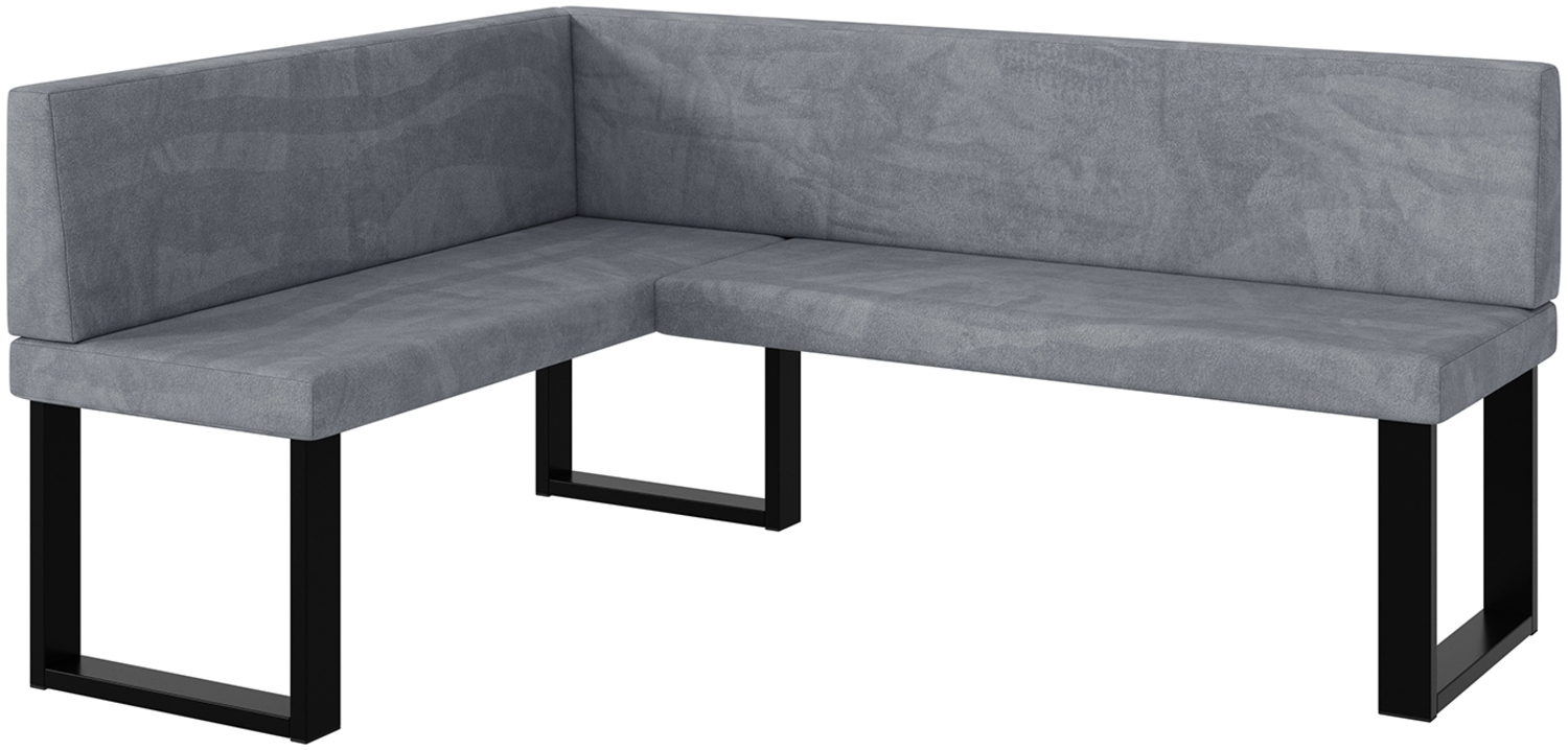 MEBLINI Eckbank für Esszimmer - Küchenbank - Essecke - Sitzecke Küche - TONI - U-Beine 128x168x87cm Links - Grau Samt Bild 1