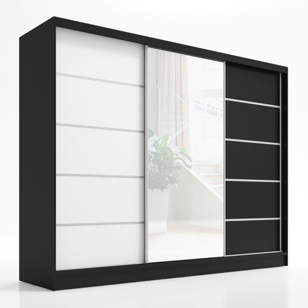A&J MöbelLand Schwebetürenschrank AURELIA 1 mit 3 Schubladen und Spiegel Bild 1