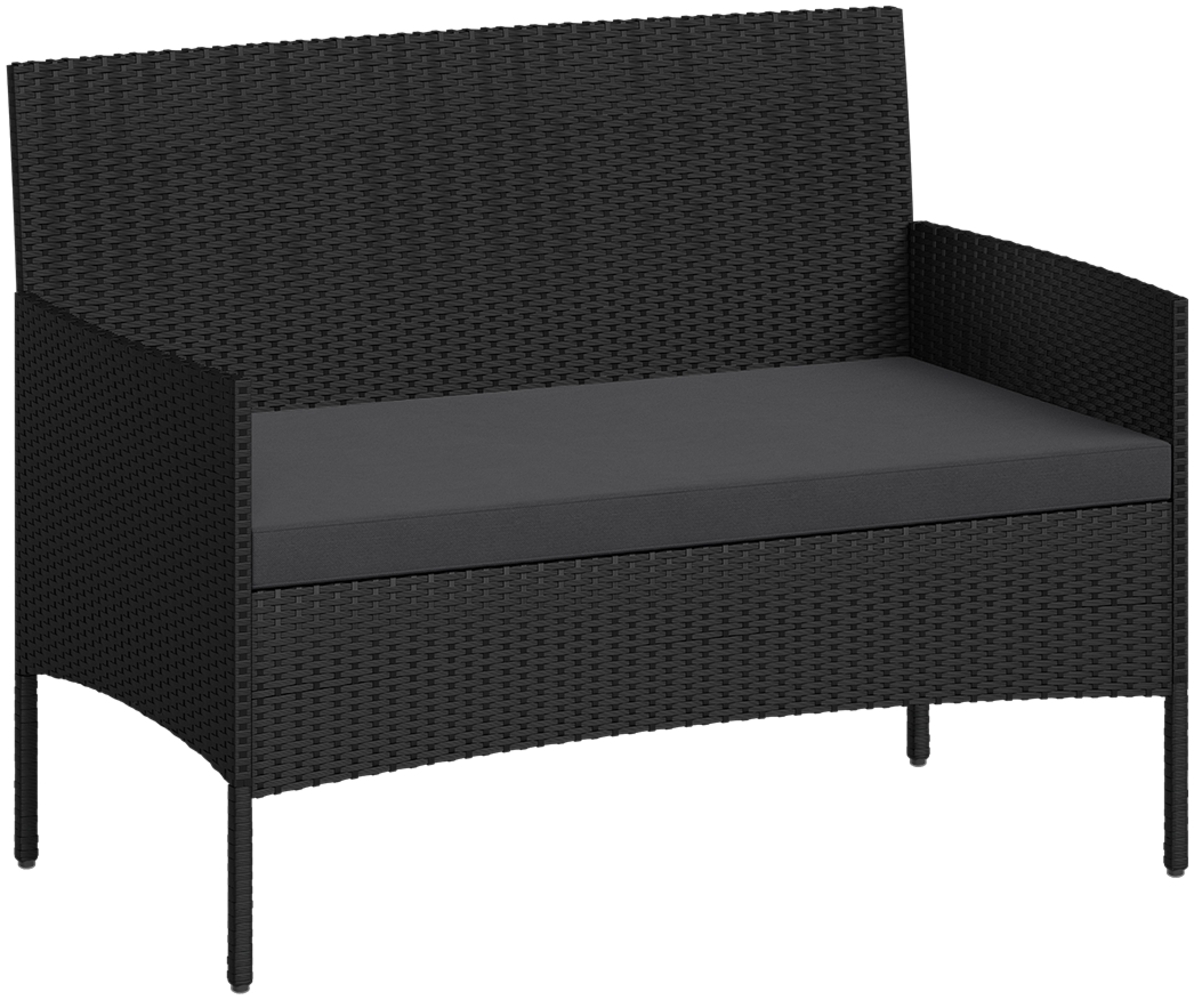 STEELSØN 'Thalora' Gartensofa 2er-Sitzer, inkl. Kissen, schwarz/anthrazit, 82x57x103 cm, aus Polyrattan Bild 1