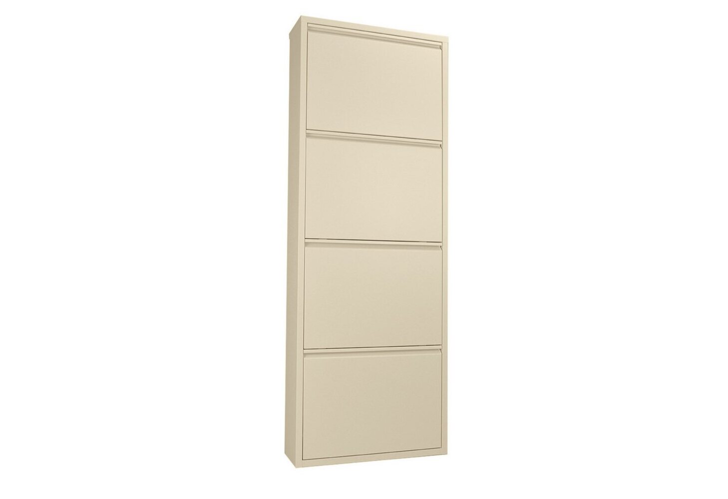 Betten-ABC Amelie – Moderner Schuhschrank, robust und platzsparend, aus pflegeleichtem Metall, Farbe: Creme, Klappen: Vier Klappen Bild 1