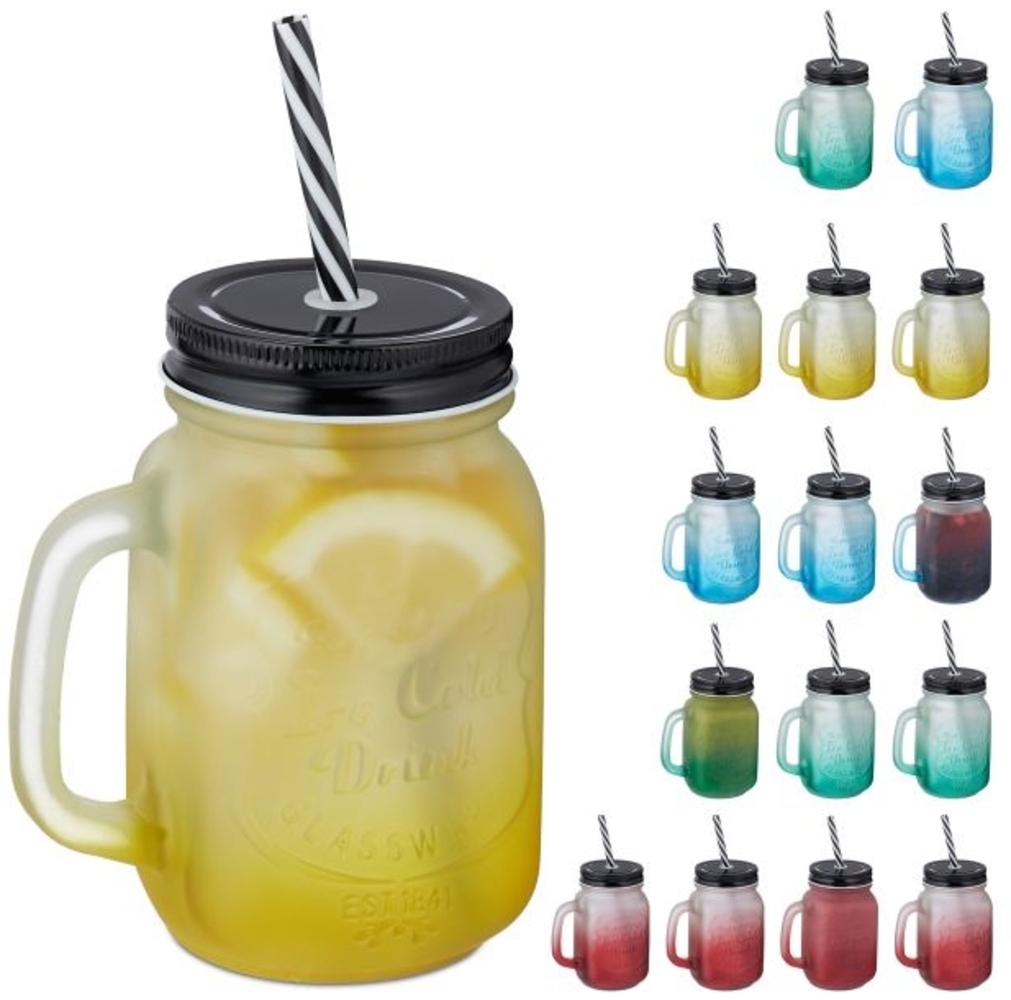 Bunte Trinkgläser mit Deckel 16er Set Bild 1