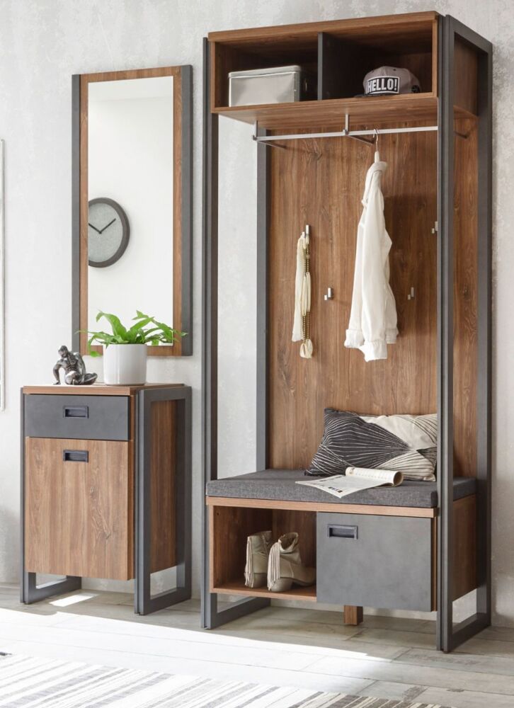 Garderobe Set Auburn Eiche Stirling und Matera grau 155 x 202 cm Bild 1