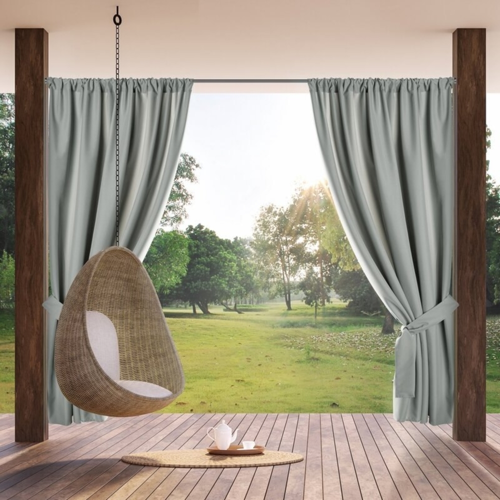 Terassenvorhang Outdoor Vorhang zum Garten Wasserfest silber 155X200 Tunnelzug Bild 1