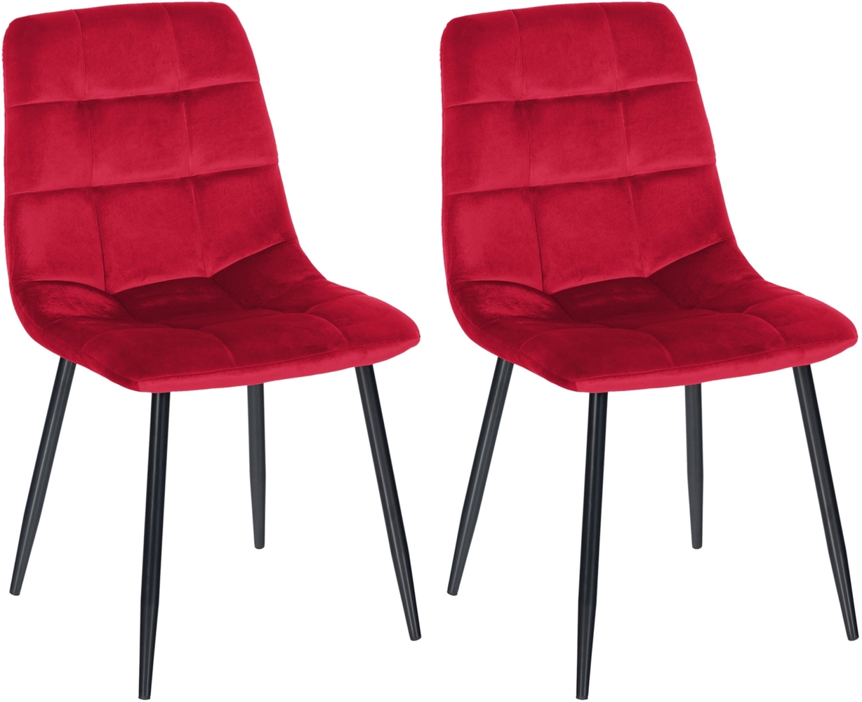 CLP 2er Set Esszimmerstuhl Tilde Gesteppt,rot Samt Bild 1