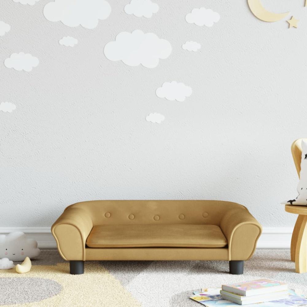 vidaXL Kindersofa 70 x 45 x 26 cm Samt, Braun Bild 1