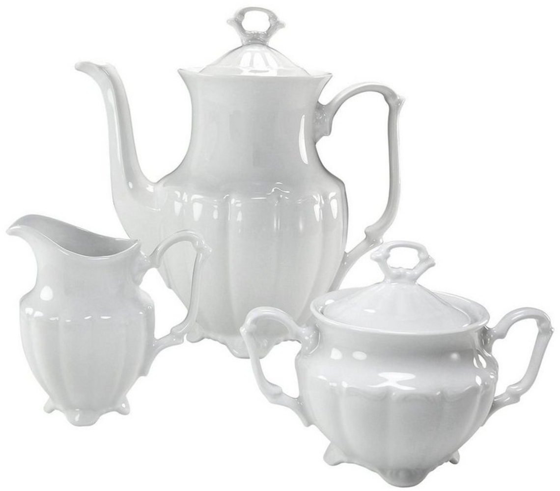 CreaTable 16028 Kaffeegarnitur Maria Theresia für 1 Personen + Uni, Porzellan, weiß (1 Set, 3-teilig) Bild 1