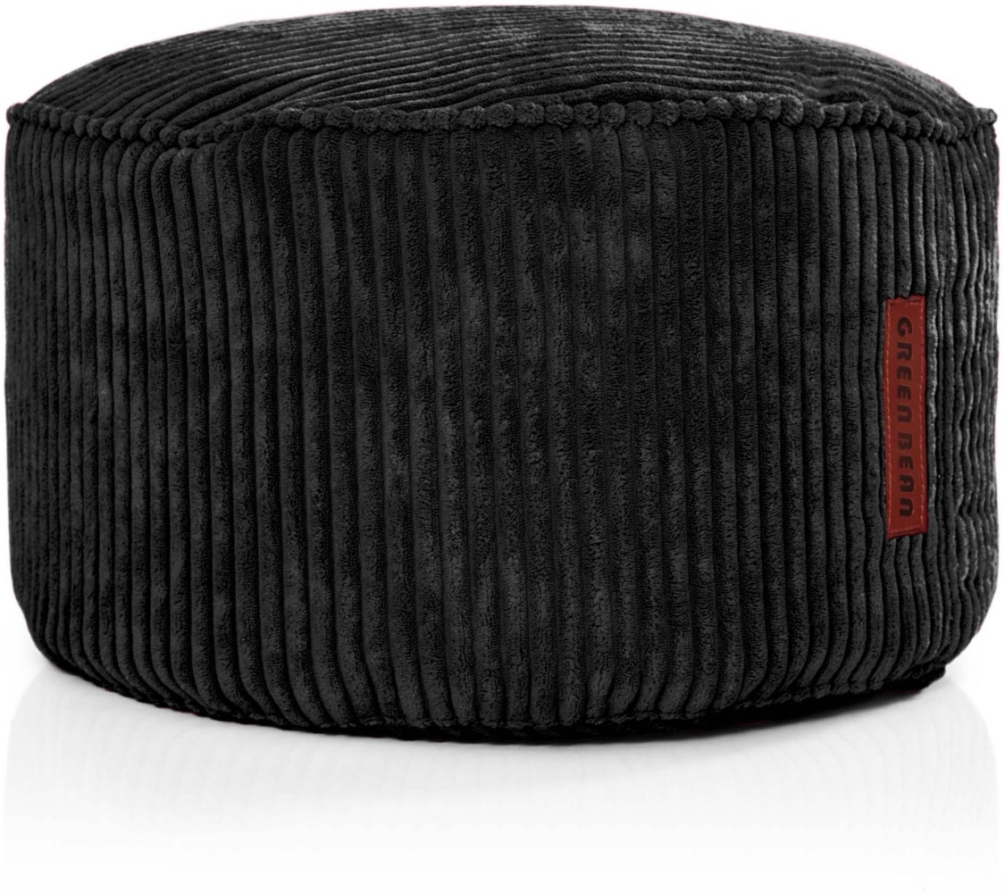 Green Bean® Indoor Sitzhocker Pouf 45x25cm EPS-Perlen Füllung & Cordstoff Kuschelig Weich Waschbar - Schwarz Bild 1
