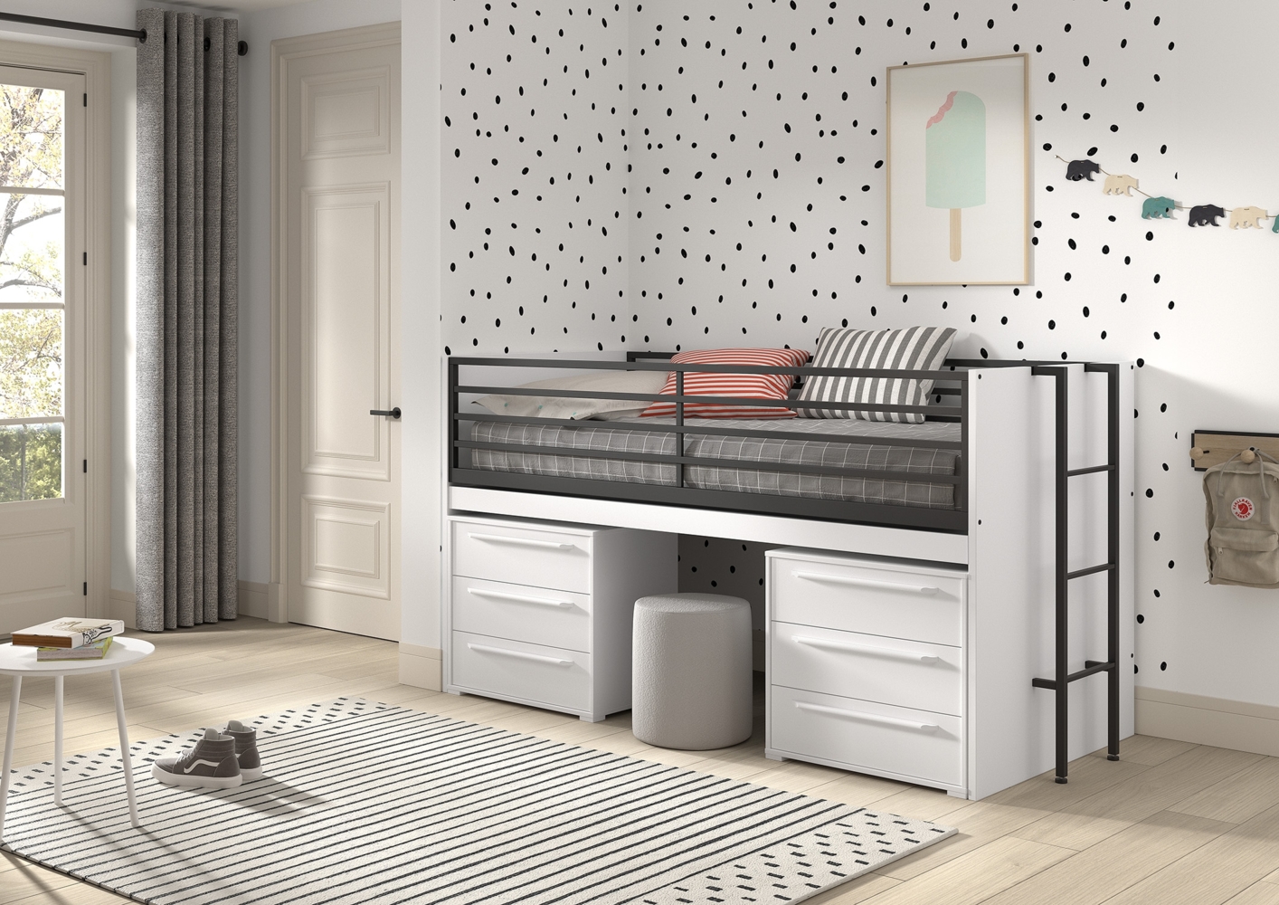 Halbhohes Bett mit Schreibtisch Kommoden Sam 98 x 219 x 116.6 cm Bild 1