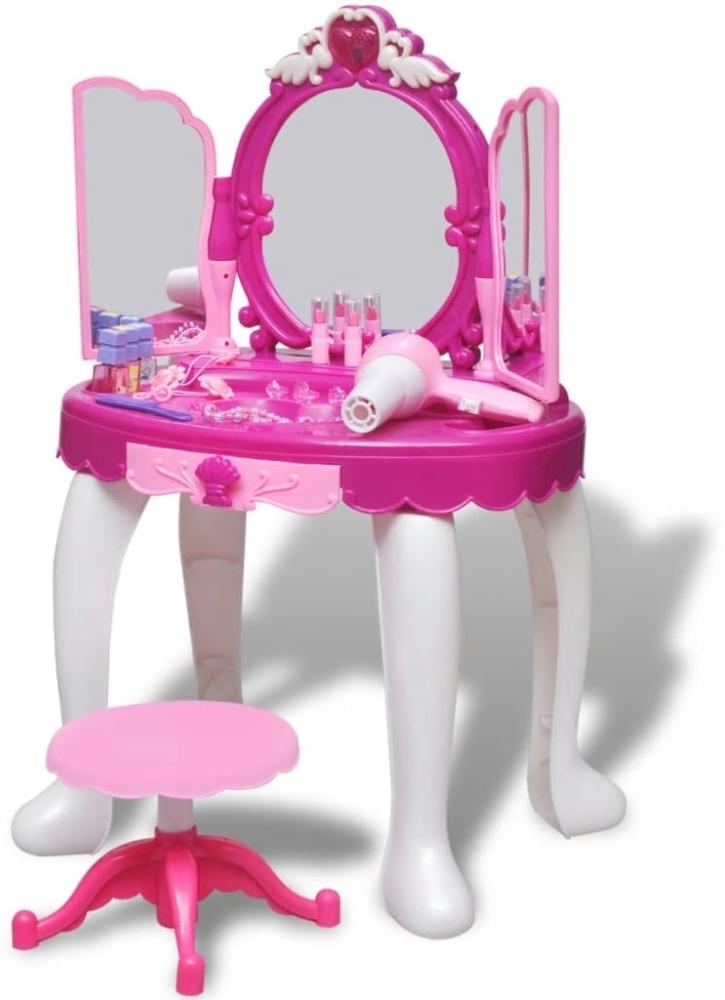 vidaXL Kinder-Schminktisch mit 3 Spiegel, Licht & Ton, Kunststoff rosa, 25 x 45 x 71,5 cm Bild 1