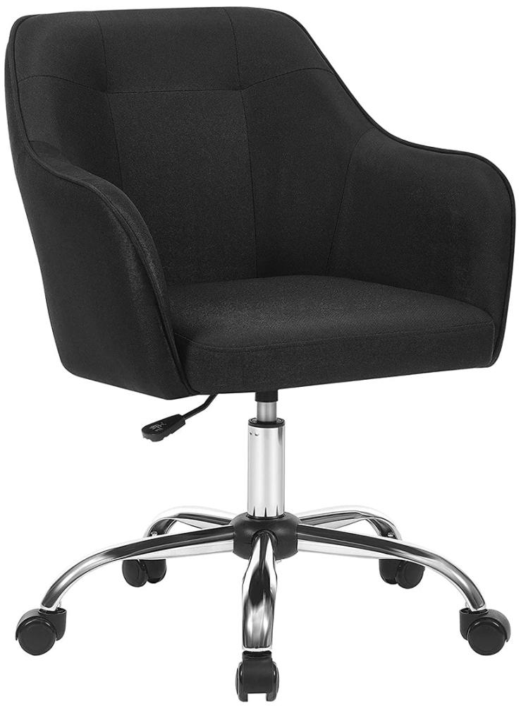 Songmics höhenverstellbarer Bürostuhl, bis 120 kg belastbar, Leinenimitat schwarz, 64x64 x (83-93) cm Bild 1