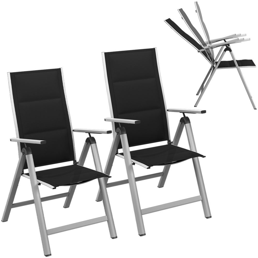 STEELSØN 'Alaris' Gartenstuhl Hochlehner, Komfort, Aluminium, silber, 6-fach verstellbar und klappbar, wetterfester Klappstuhl, 2er-Set Bild 1