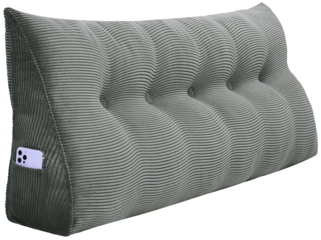 VERCART Keilkissen, Grau, Cord, 50 x 20 x 160 cm Bild 1