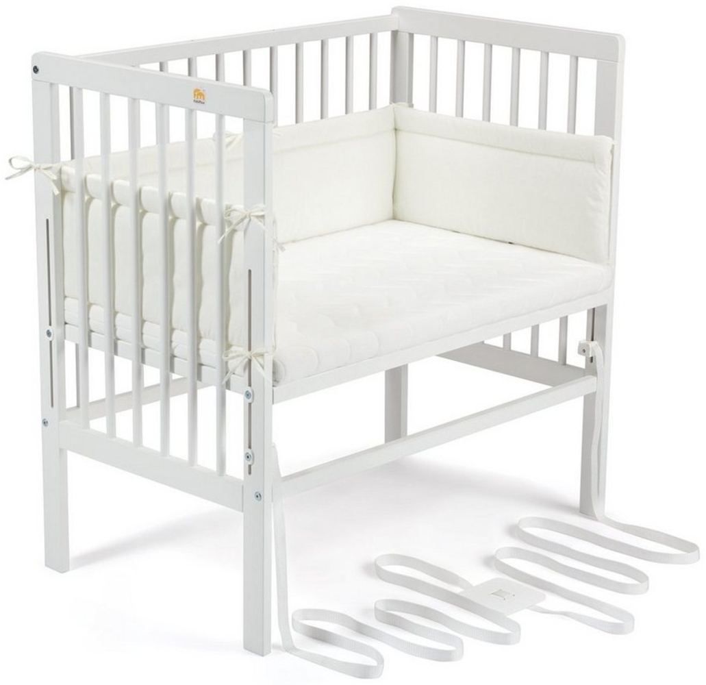 FabiMax 'BOXSPRING' Beistellbett weiß, inkl. Matratze 'CLASSIC' und Nestchen 'Amelie' creme Bild 1