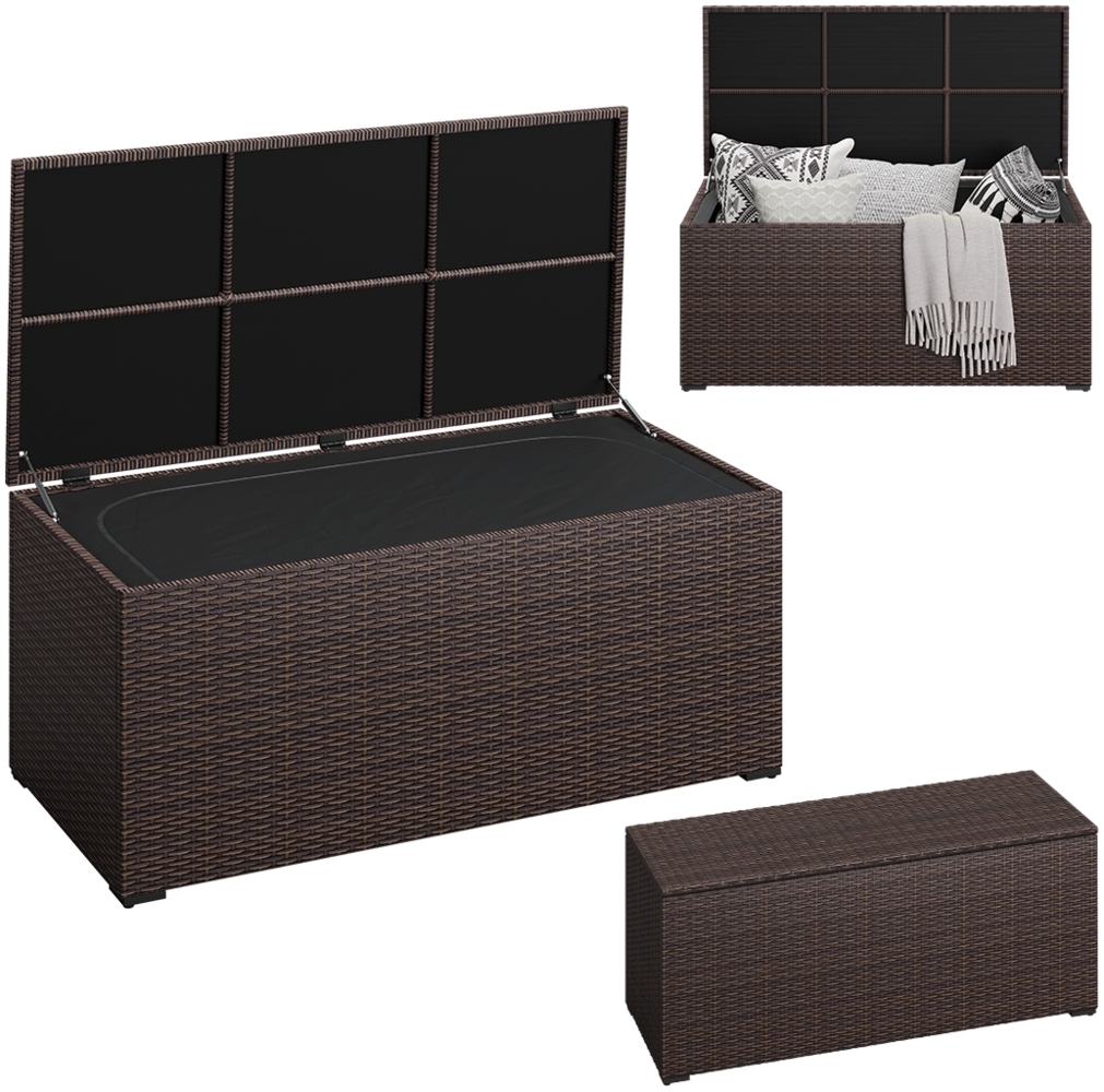 STEELSØN 'Serion' XXL-Aufbewahrungsbox 615 Liter, braun, 155x73x61 cm, wetterfest, aus Polyrattan Bild 1