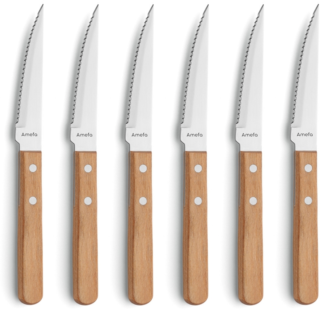 Amefa 'PIZZA' Steakmesser Set 6-teilig, Holz natur, 8 cm Bild 1