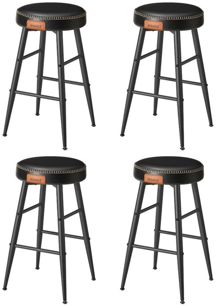 Vasagle ECHO Kollektion Barhocker, 4er Set, Barstuhl, Küchenstuhl, Kunstleder, 76,2 cm hoch, für Küche, Esszimmer, einfacher Aufbau, basisschwarz LBCDE290B01 Bild 1