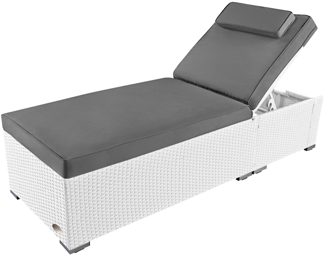 Sonnenliege Verona High mit Rollen und Auflage Creme-Weiss, Farbe Weiss Bild 1