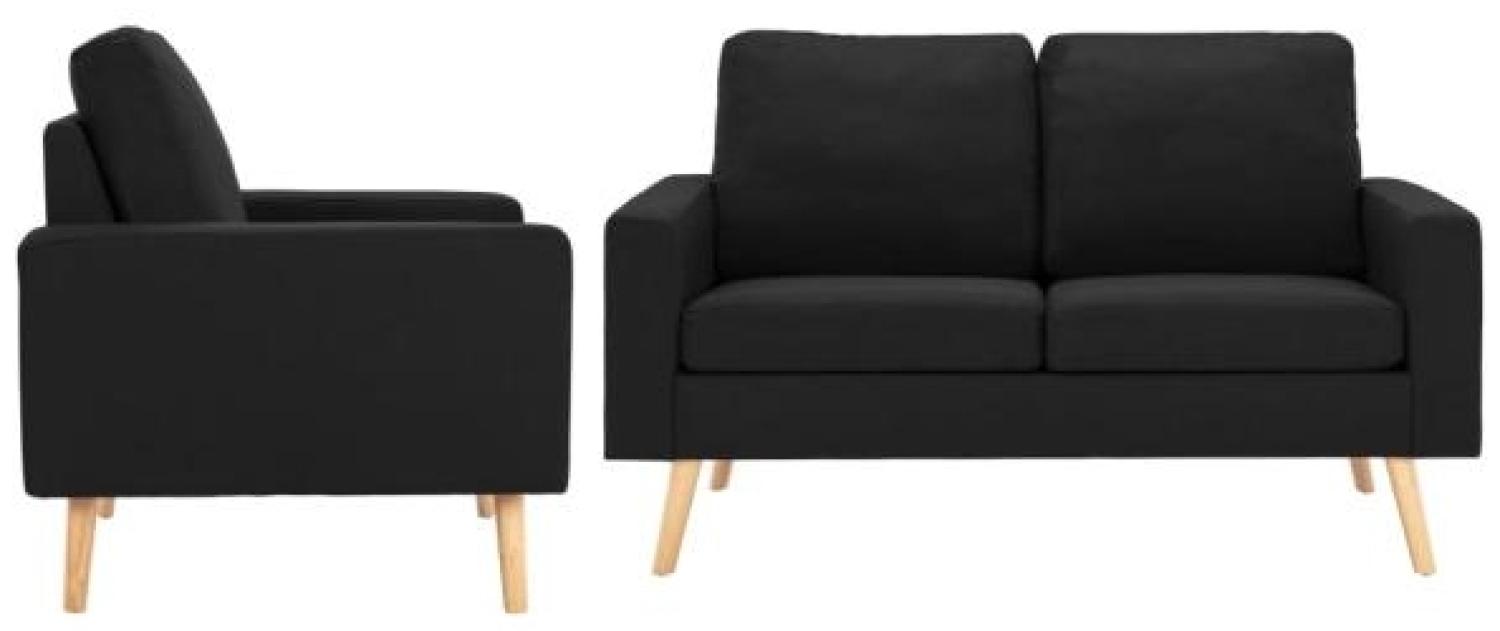 vidaXL 2-tlg. Sofagarnitur Stoff Schwarz [3056623] Bild 1