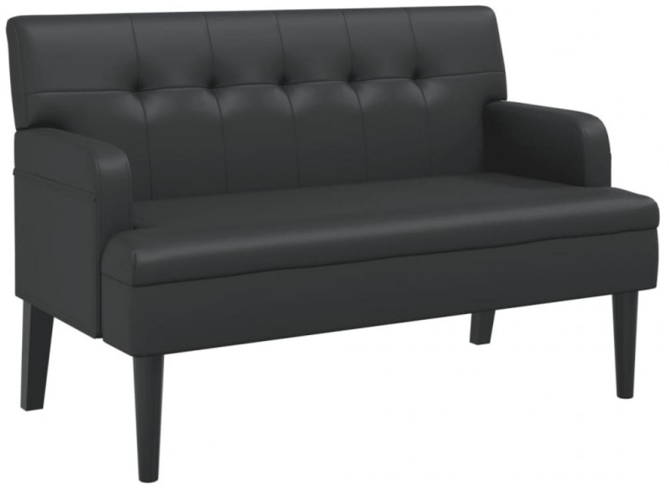 Sitzbank mit Rückenlehne, Kunstleder, Schwarz, 112 x 65,5 x 75 cm Bild 1