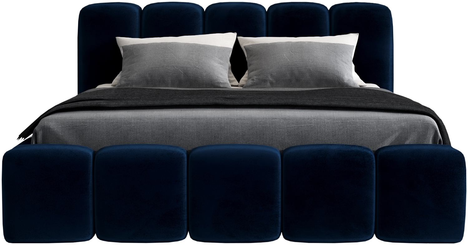 A&J MöbelLand 'Sonic' Polsterbett, Polyester, Königsblau, 90 x 200, mit Lattenrost, mit Bettkasten Bild 1