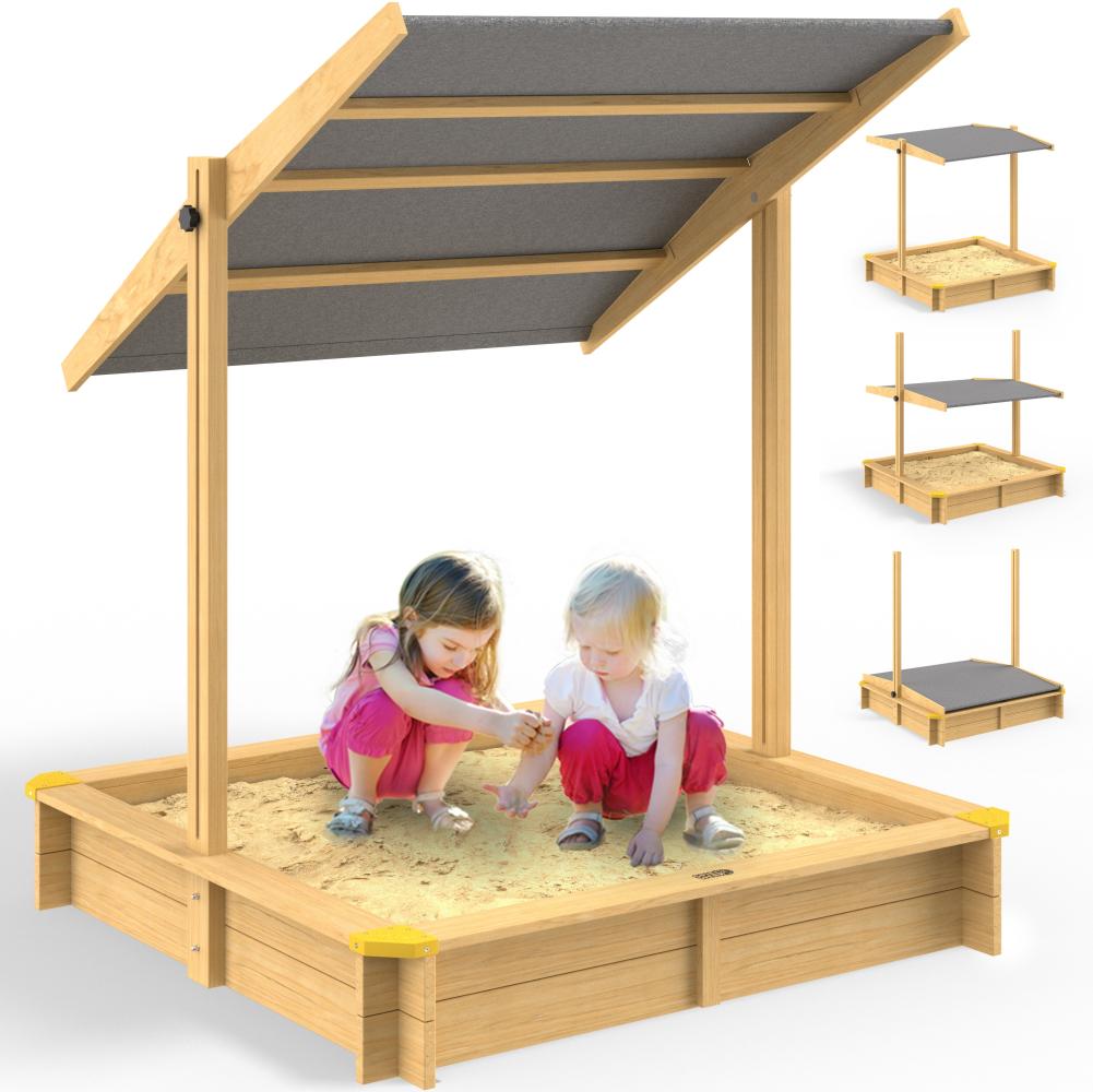 Spielwerk Sandkasten mit Dach, Holz natur / anthrazit, 120 x 120 x 120 cm Bild 1