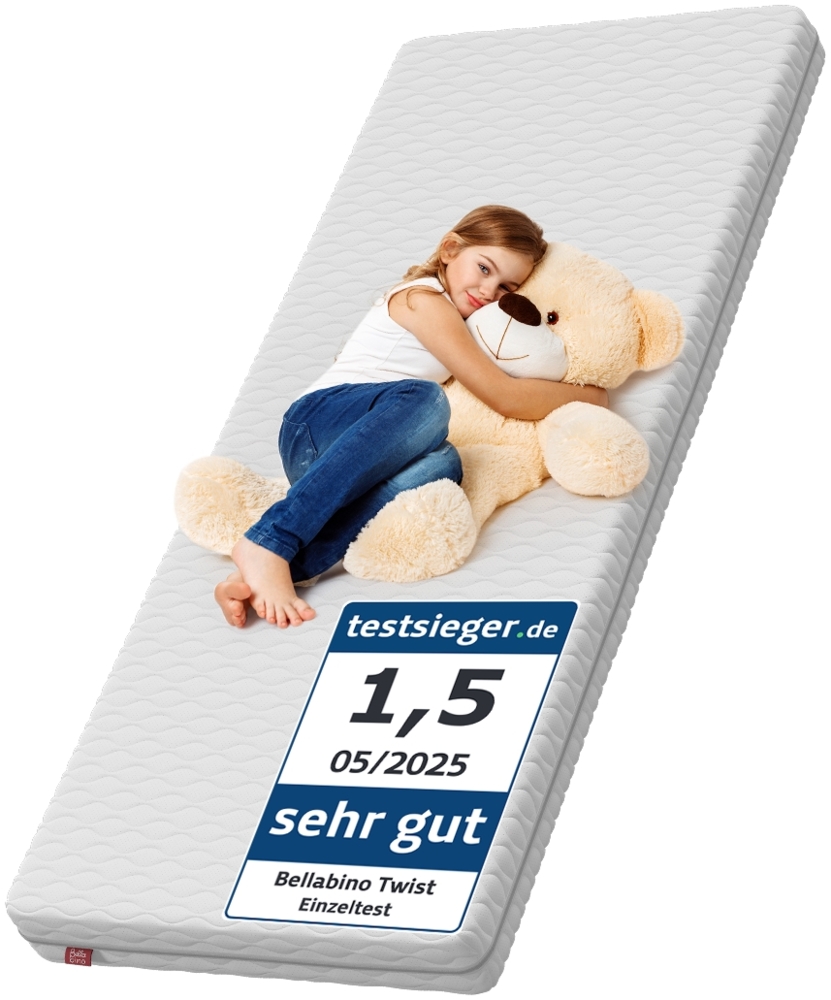 Bellabino 'Twist' Kindermatratze 90x190 cm, Höhe 8 cm, Härtegrad H2, Kaltschaummatratze, abnehmbarer Bezug Bild 1