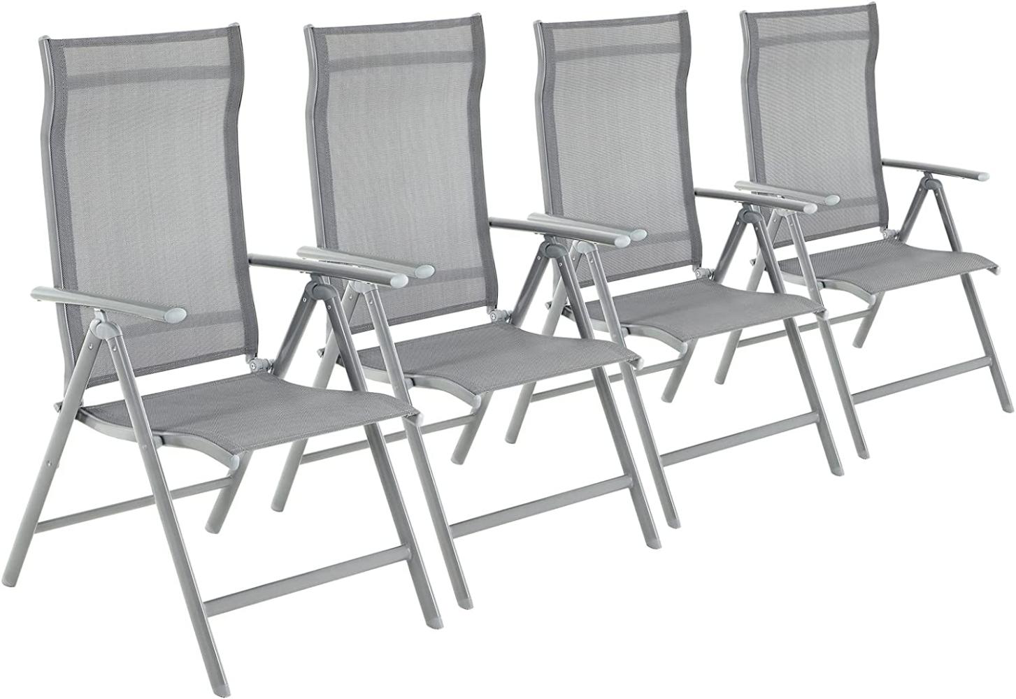Songmics Gartenstuhl, 4 Stück, klappbar, Rückenlehne 8-stufig verstellbar, Aluminium / Kunstfasergewebe, 56 x 70 x 106 cm, Grau Bild 1