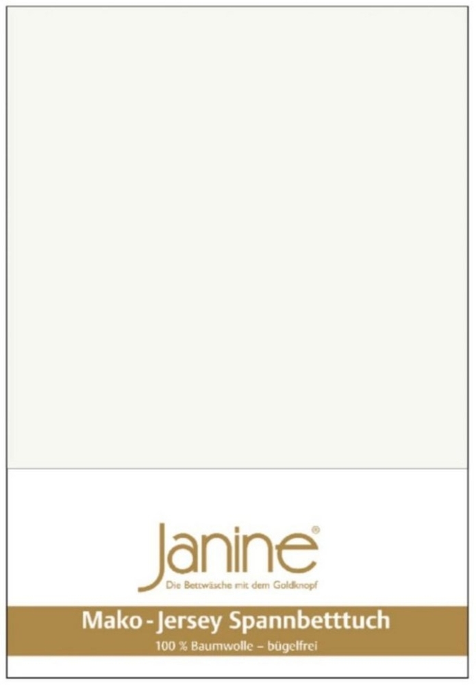 Janine Mako-Jersey Spannbetttuch Spannbettlaken 100% naturreine Baumwolle 90-100cm x 190-200cm 09 ecru Bild 1