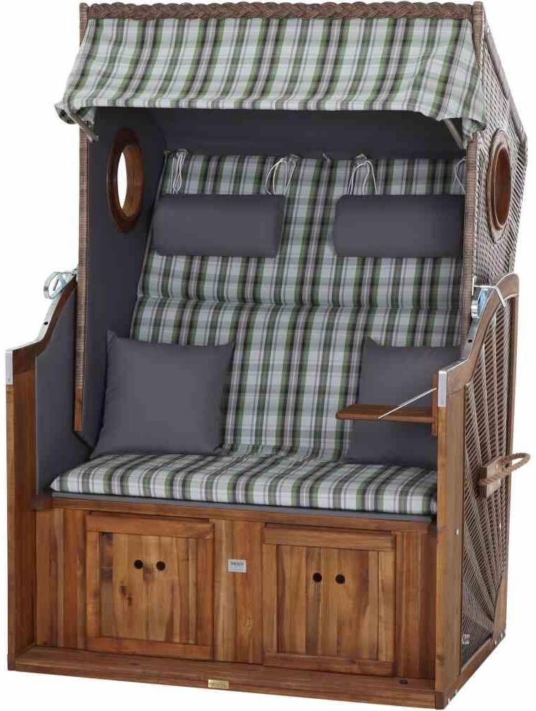 TRENDY BY DEVRIES Strandkorb Trend 45, Stoff 749 PE walnut, Akazie FSC 100%, mit Bullauge Bild 1