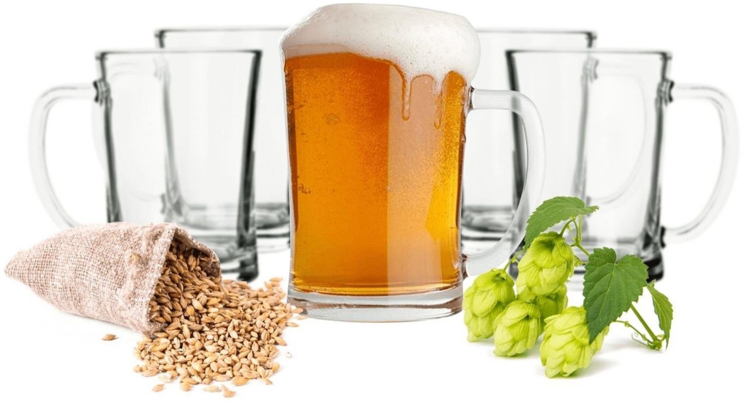 6 Bierseidel 650ml Bierkrüge Bierglas Bierkrug mit Henkel Bier Pils Gläser Bild 1
