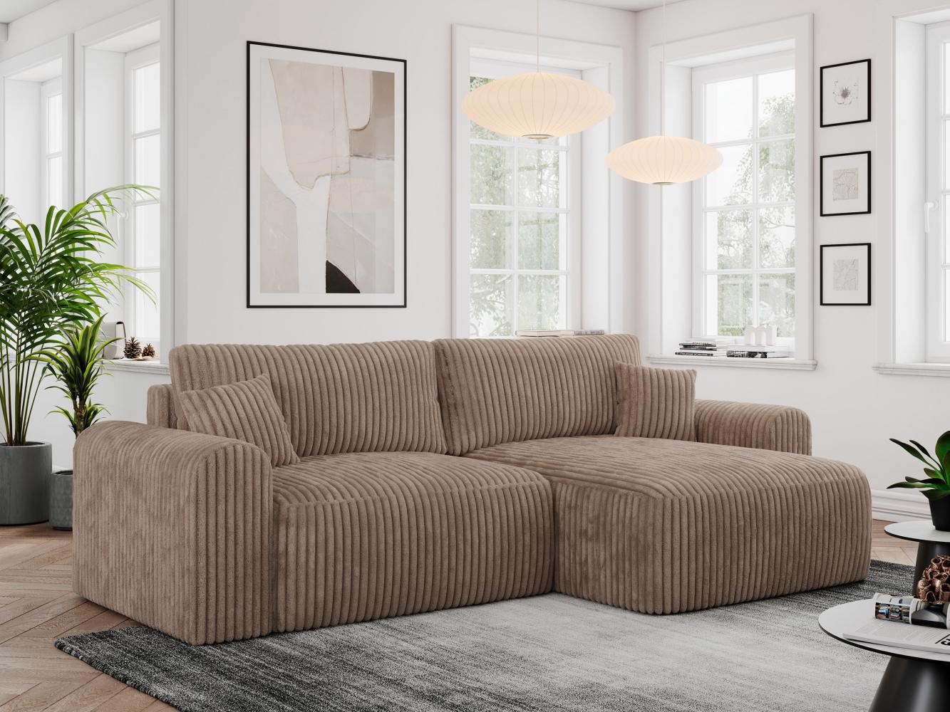 MKS Meble 'Nelson' Ecksofa mit Schlaffunktion und Bettkasten, L-form, Braun, Cord Bild 1