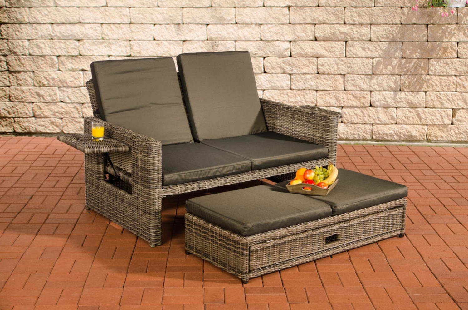 CLP Polyrattan Sofa Ancona 5mm,grau-meliert anthrazit Bild 1