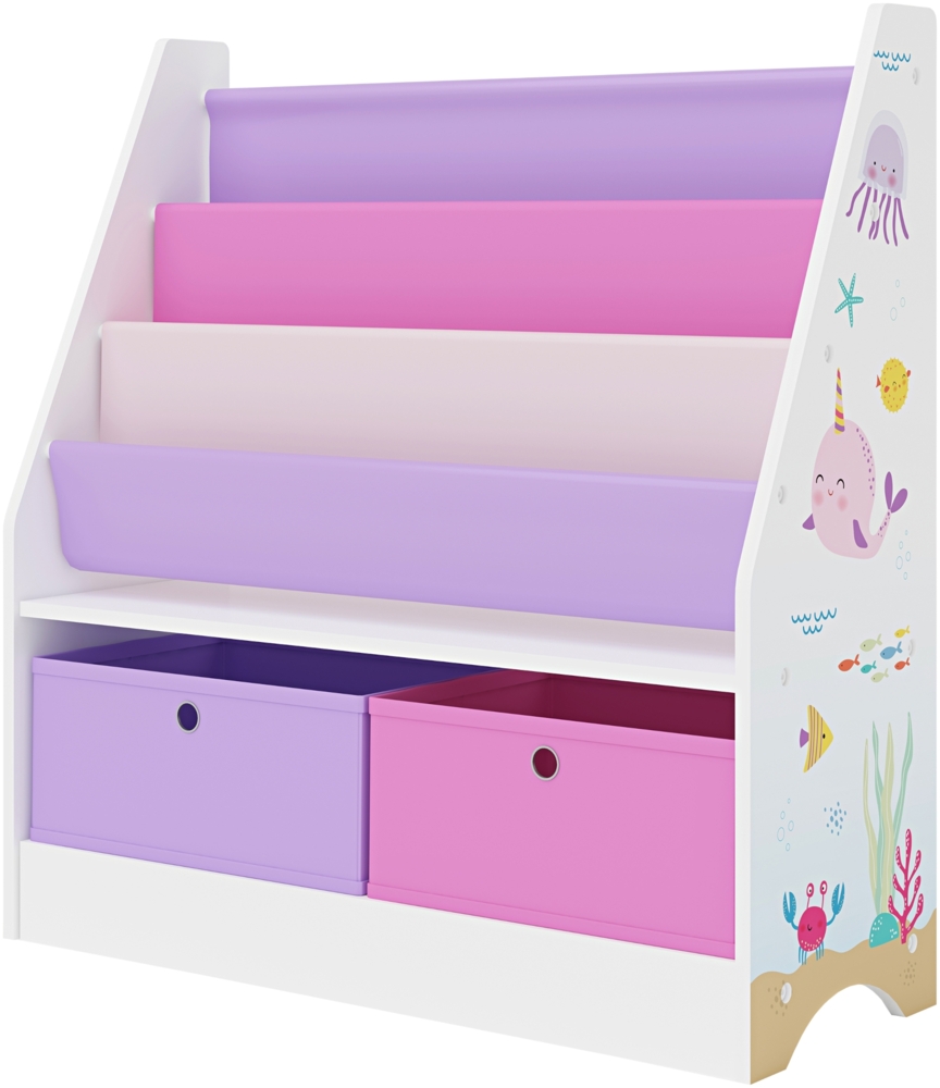 Kinderregal Neda Ozean-Motiv Weiß/Rosa/Lila [en. casa] Bild 1