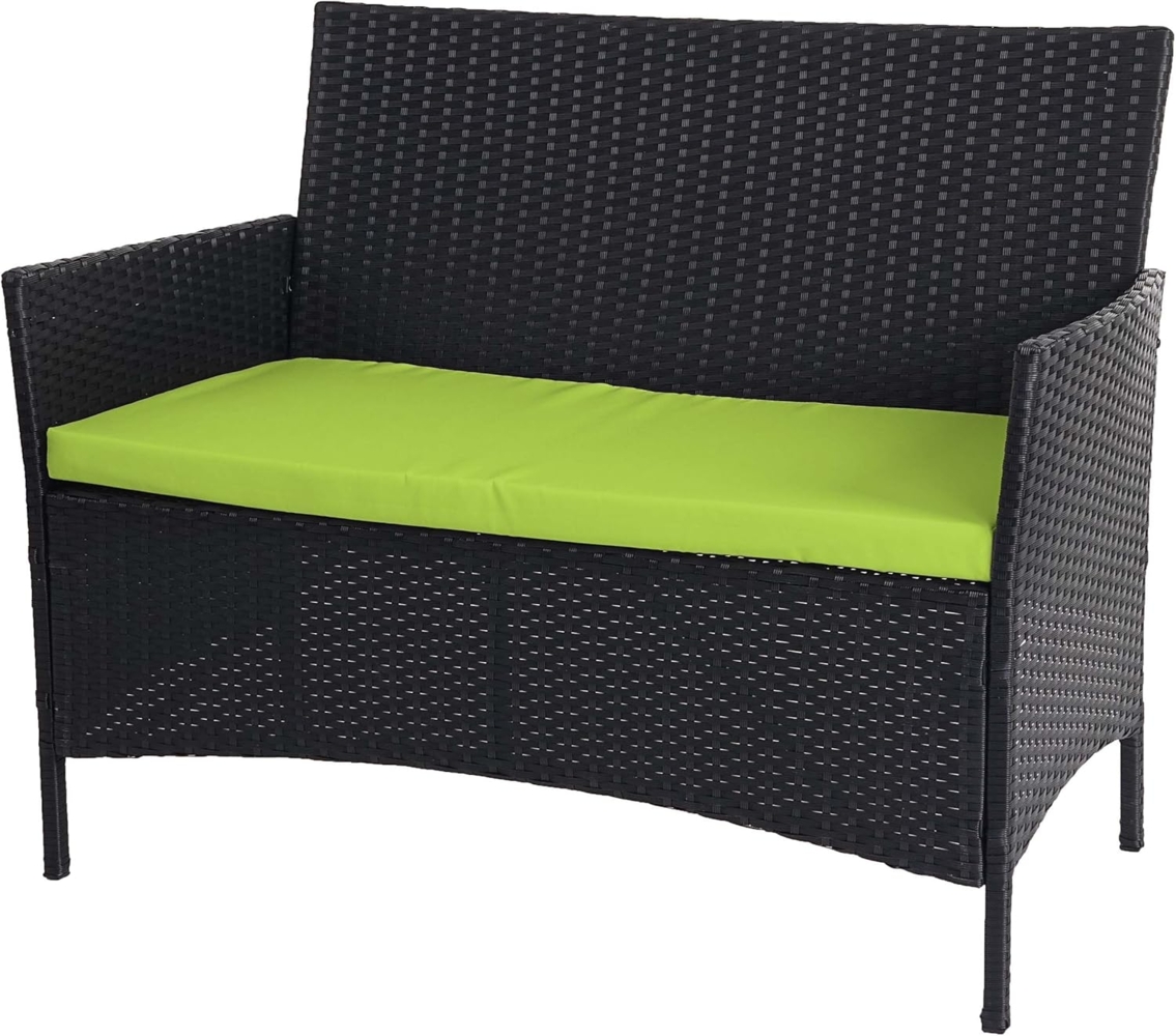 Poly-Rattan Gartenbank Halden, Sitzbank Bank ~ anthrazit, Kissen grün Bild 1