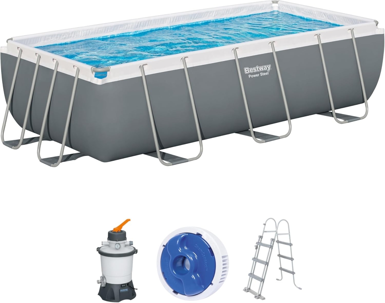 Power Steel™ Frame Pool, Grau, 404 x 201 x 100 cm Bild 1