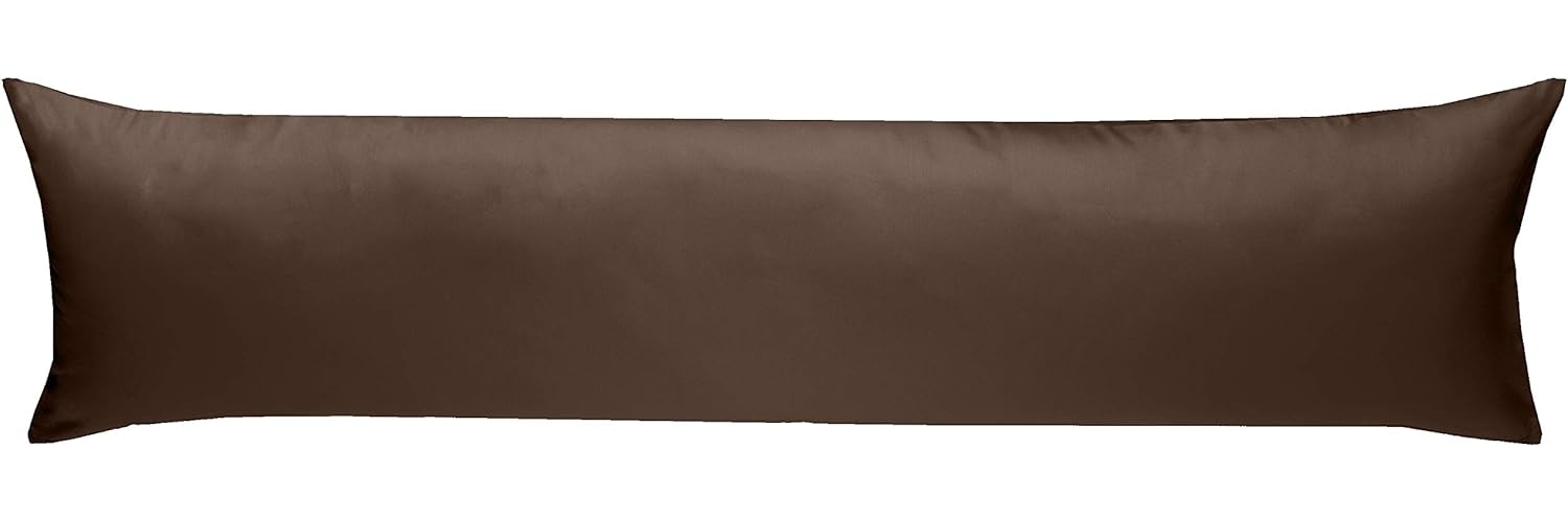 Bettwaesche-mit-Stil Mako-Satin Seitenschläferkissen Bezug aus 100% Baumwolle (Baumwollsatin) Uni/einfarbig (40x145 cm, Dunkelbraun) Bild 1