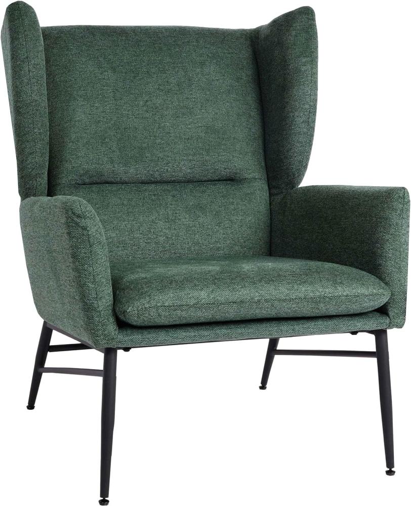 Lounge-Sessel HWC-L62, Ohrensessel Cocktailsessel Sessel Polstersessel, Stoff/Textil Metall ~ grün Bild 1