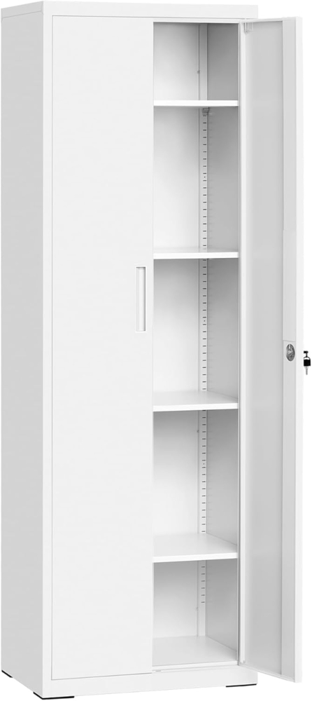 Songmics Aktenschrank mit 5 Ebenen, Stahl mattweiß, 60 x 40 x 180 cm Bild 1