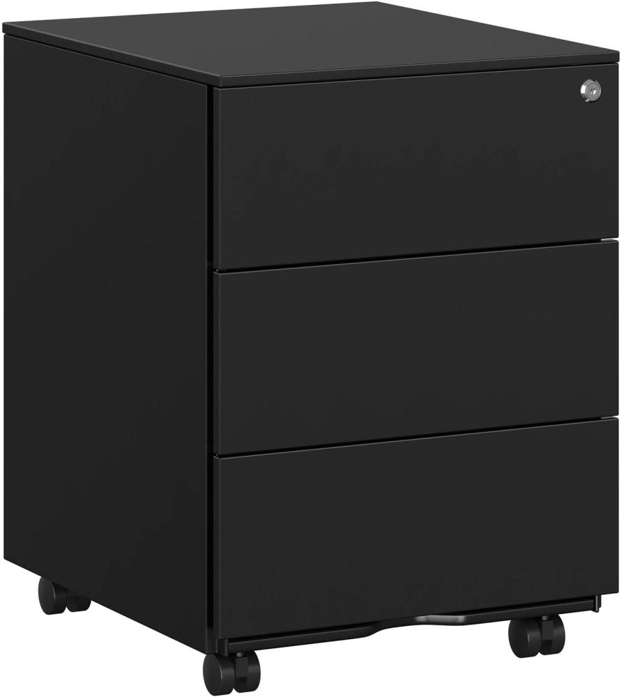 Songmics Rollcontainer mit 3 Schubladen und abschließbar, Stahl mattschwarz, 39 x 45 x 55 cm Bild 1