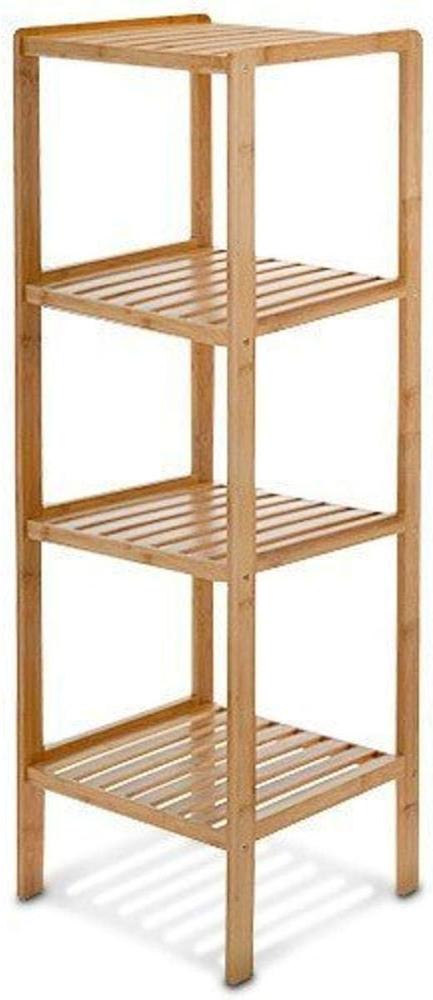 Relaxdays Badregal mit 4 Ablagen, Bambus natur, 34 x 33 x 110 cm Bild 1