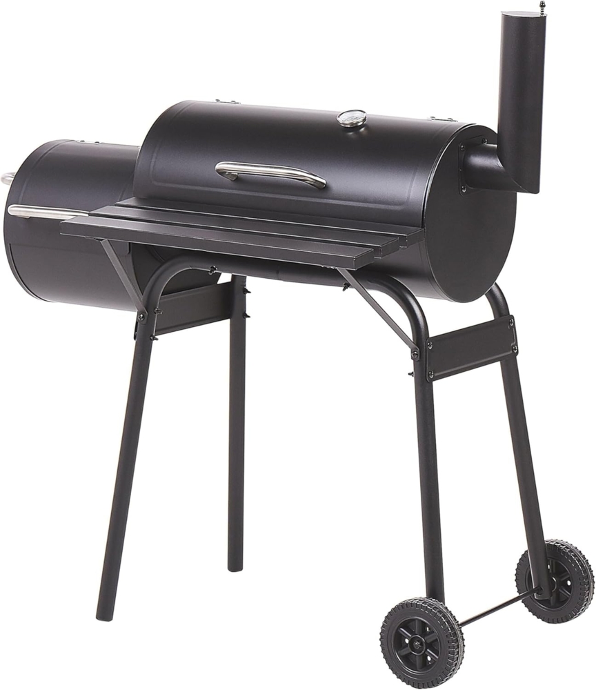Beliani 'Katla' Holzkohlegrill mit Räucherkammer, Stahl schwarz, 110 x 66 x 114 cm Bild 1