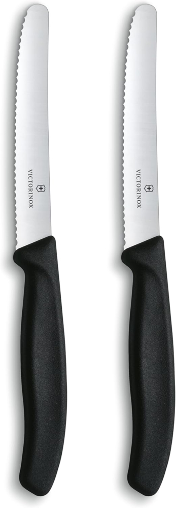 Victorinox Tafelmesser Swiss Classic mit Wellenschliff Rostfrei, Edelstahl, Spülmaschinengeeignet, 2er Set, schwarz Bild 1